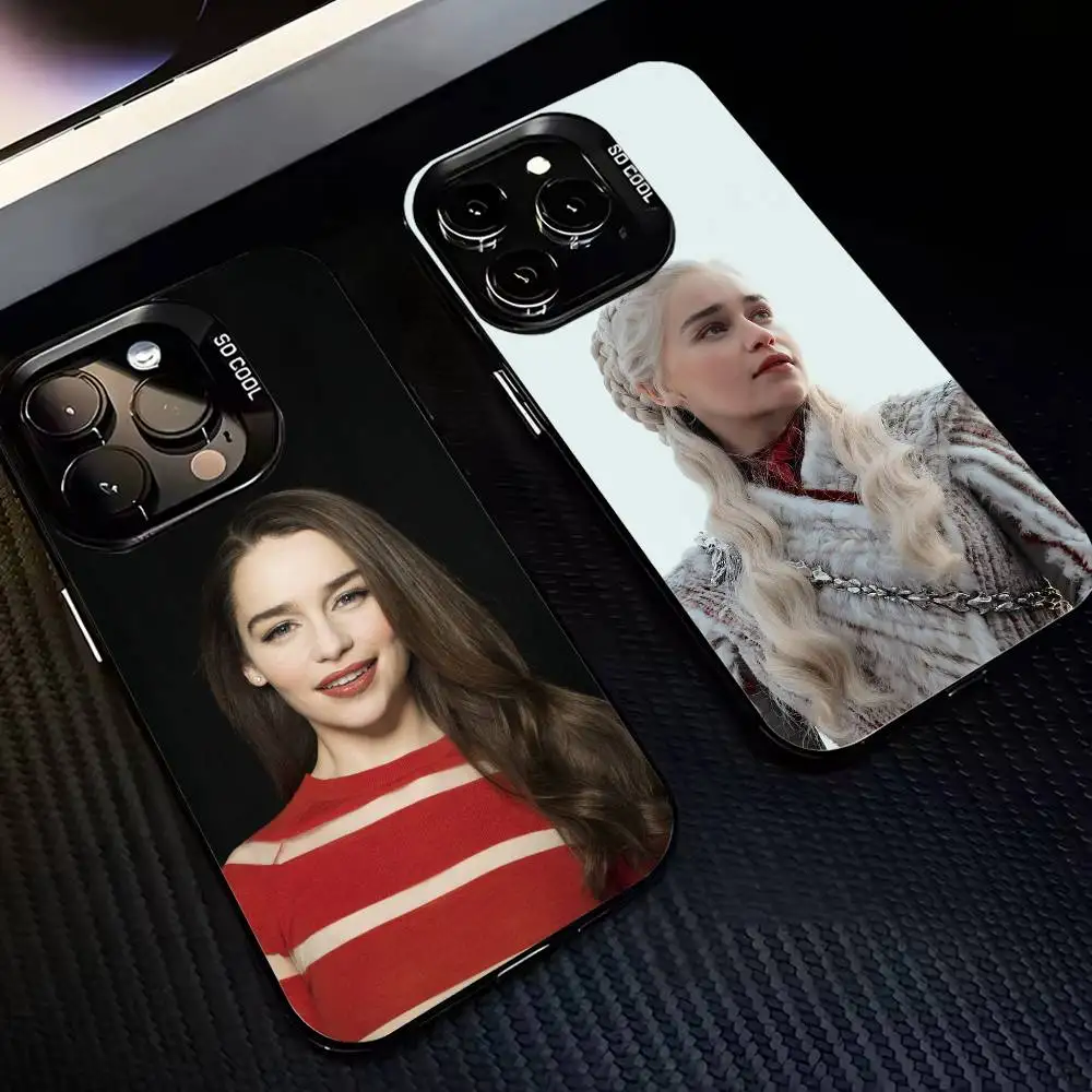

E-Emilia C-Clarke-ES Phone Case For iPhone 17,16,15,14,13,12,11 Plus,Pro Max,XS,Colored Silver Plated Inside Cover