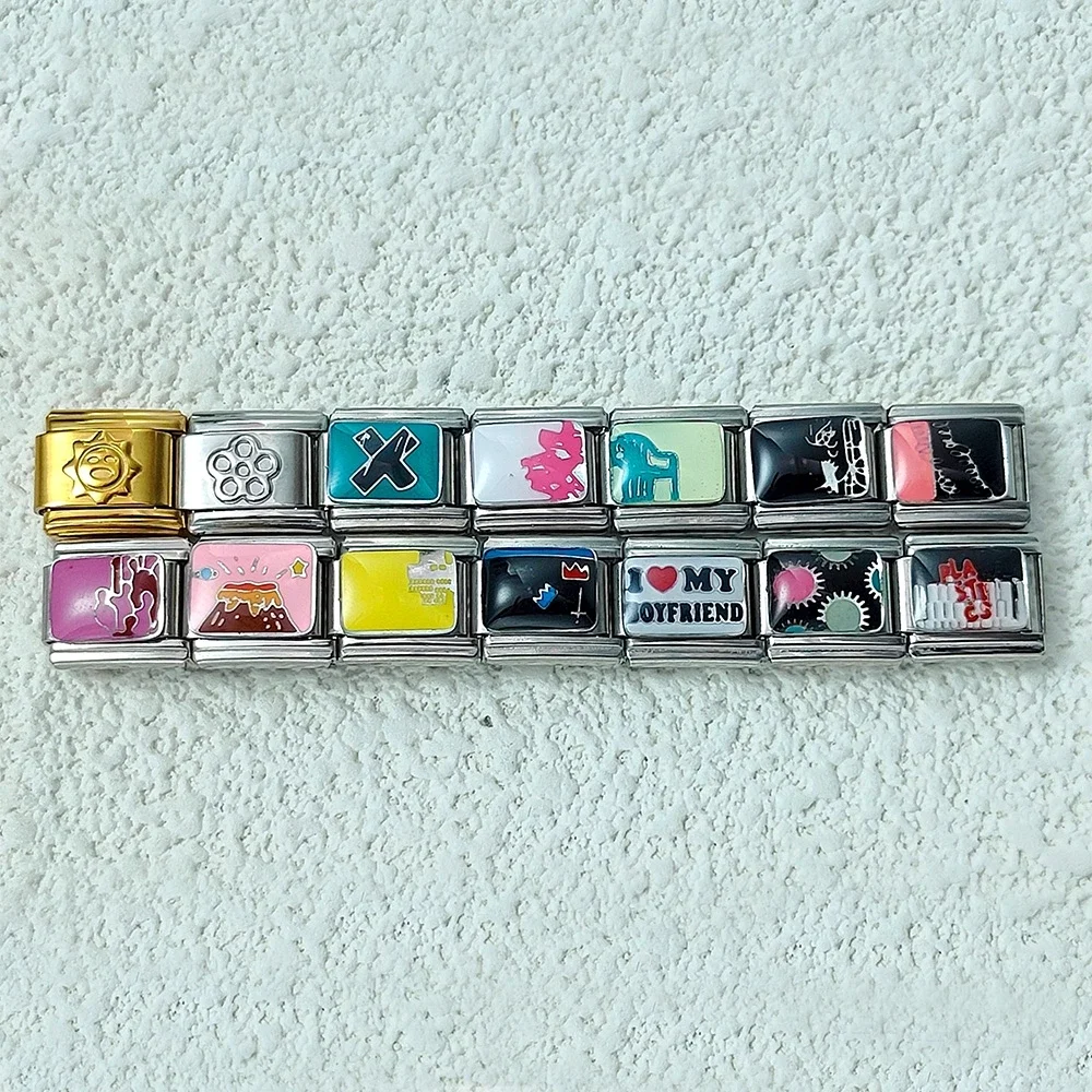 الأزياء الملونة نمط نمط سحر الإيطالية صالح DIY Makling 9mm الإيطالية سحر سوار الفولاذ المقاوم للصدأ النساء الرجال المجوهرات هدية