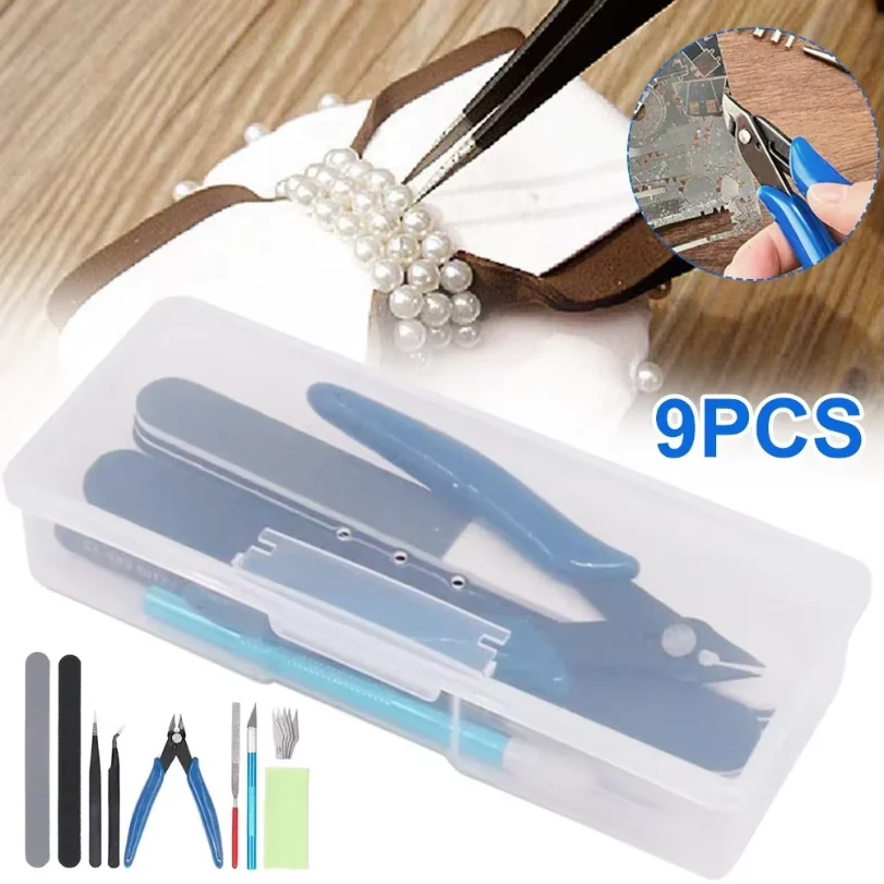 9pcs/Set Model Basic Tools DIY Car Hobby Building Repairing Assembly Tool Beginner Handmade Scissors Tweezers