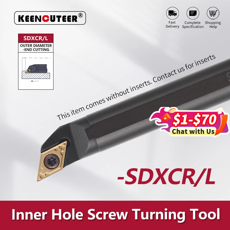 Outil de tournage interne S08K/S10K/S12M/S14N/S16Q/S20R/S25S-SDXCR07/11, outil de coupe CNC pour tour, barre de coupe