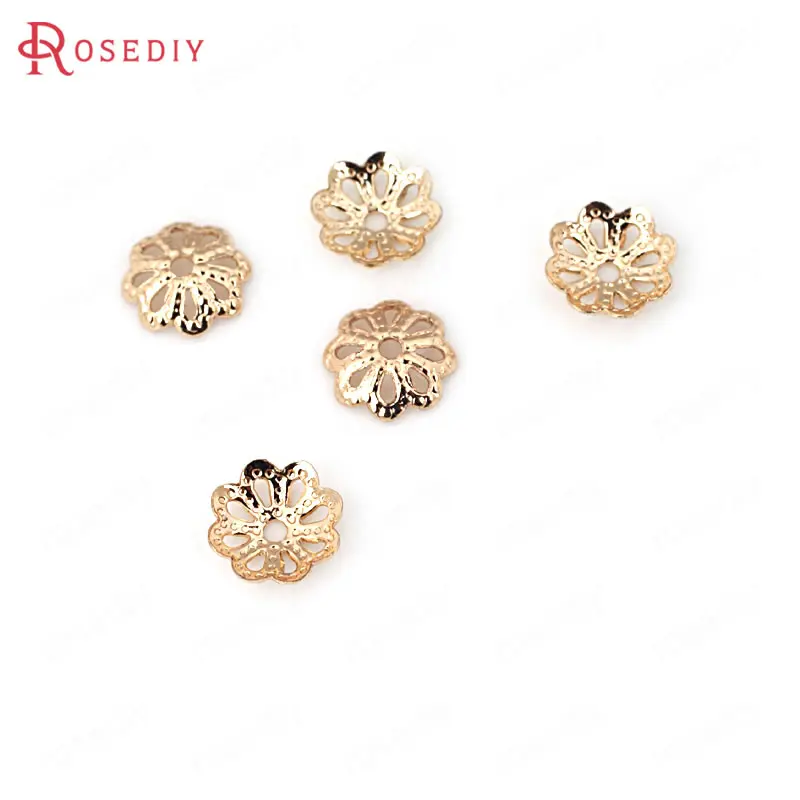 

(D105)20 pieces 6mm High Quality Champagne Gold Color Plated Brass Flower Beads Caps Diy Jewelry Accessories