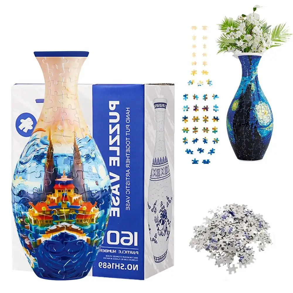 

160 Curved Plastic Puzzle 3D Puzzlef Flower Vase DIY Arts Flower Arrangements Puzzle Kit Housewarming Gift 3D Art Puzzle Vase