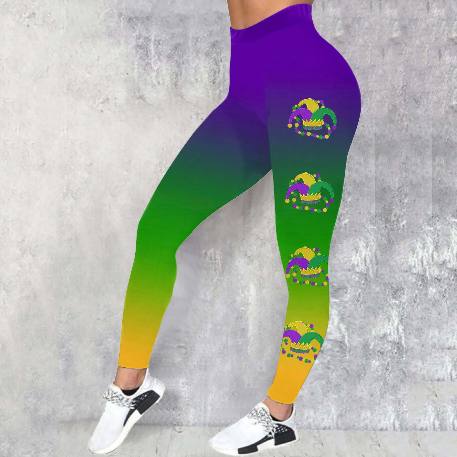 Retro Mardi Gras Printed Legging Slimming Leggings for Women Casual Sports Yoga Pants Colorful Print Fashion Women's Leggings