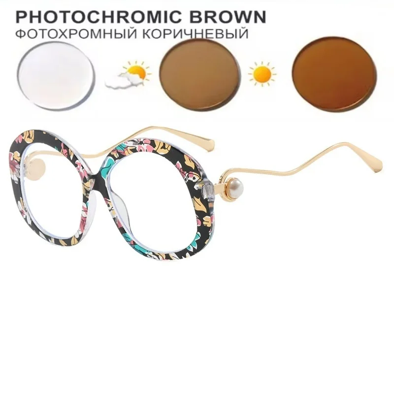 Round Large Metal Glasses Frame Fashion Non-Prescription Glasses Anti-Blue Light Glasses