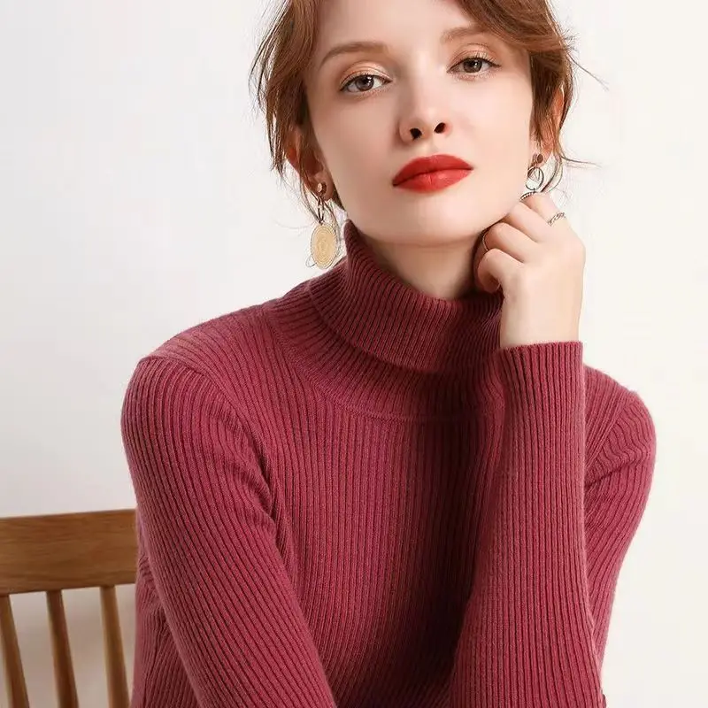 Gestrickte Roll kragen pullover Frauen pullover weiche warme Kaschmir pullover grundlegende feste Pullover für Frau Herbst Winter Bottom ing Top