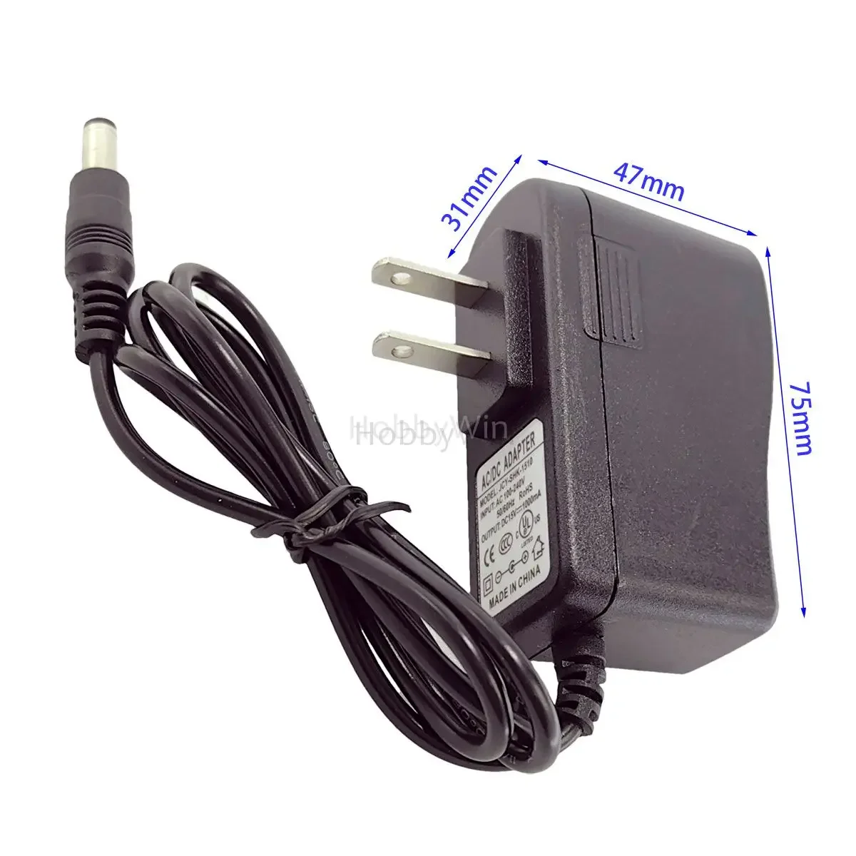 15V 1000mA AC-DC power adapter 5.5x2.5mm output plug for battery charger RC plane Quad Copter Drone Vehicle