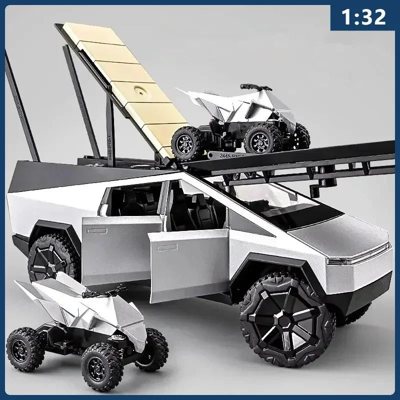 

1:32 Tesla Cybertruck Pickup Camping RV ﻿ Модель автомобиля из сплава, литье под давлением и игрушечный транспорт, грузовик, детские игрушки для детей, рождественский подарок для мальчика