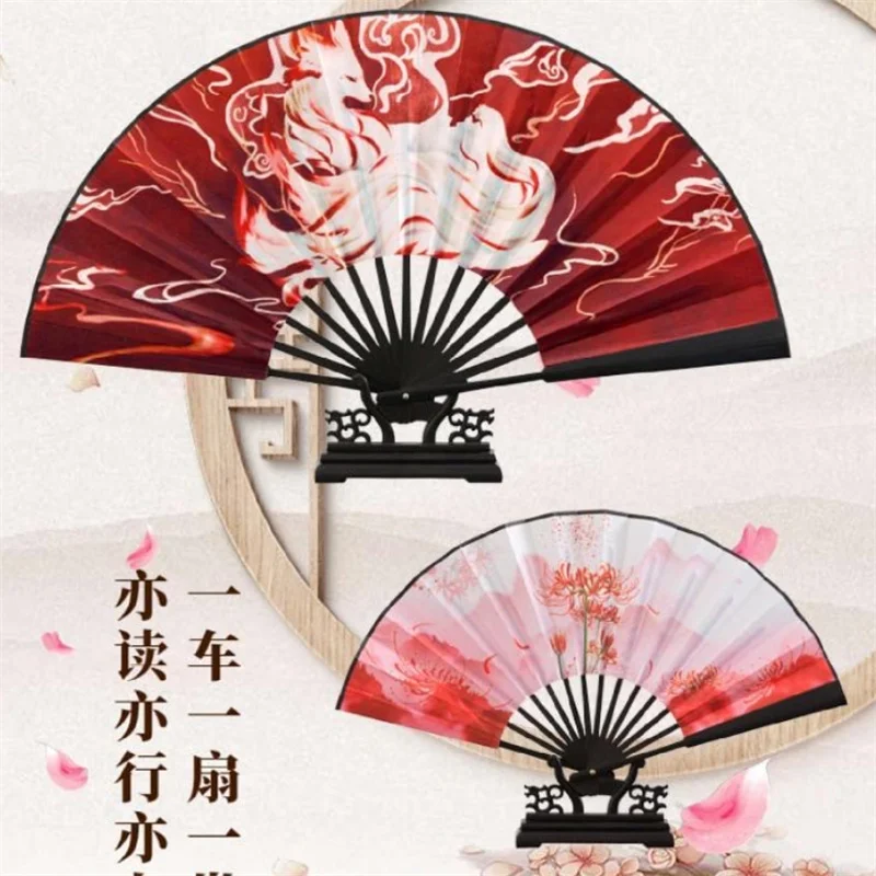 

Anime Fox Folding Fan Cosplay Costume Accessories Hand Fans Harajuku Lolita Men Women Lovers Gift Prop Clothing Ancient Style