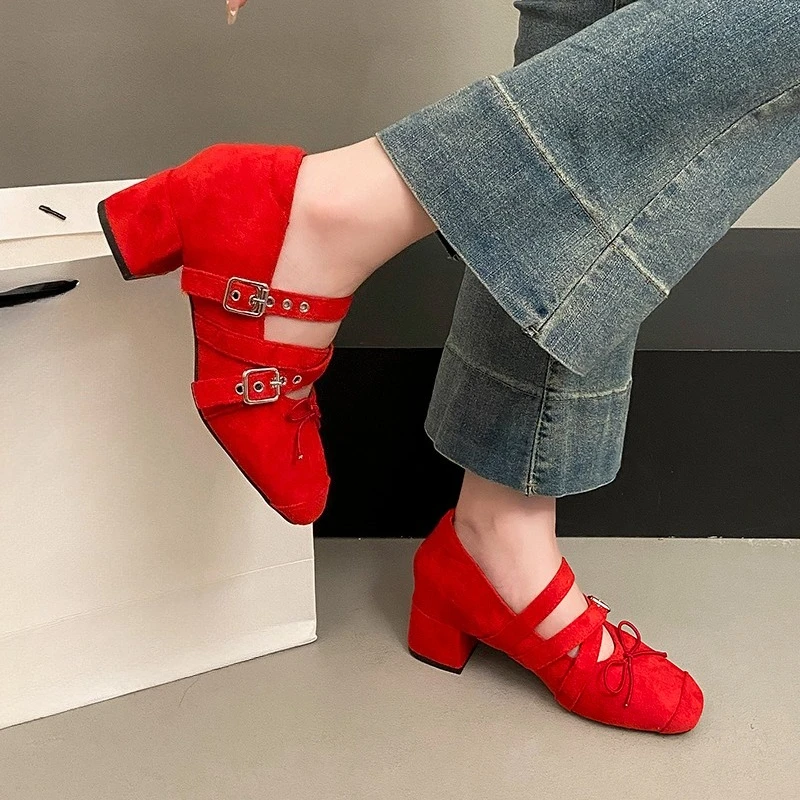 المرأة 2025 جديد الربيع والخريف الصيف مكتنزة عالية الكعب ماري جين أحذية الداخلية زيادة حذا فردي للسيدات