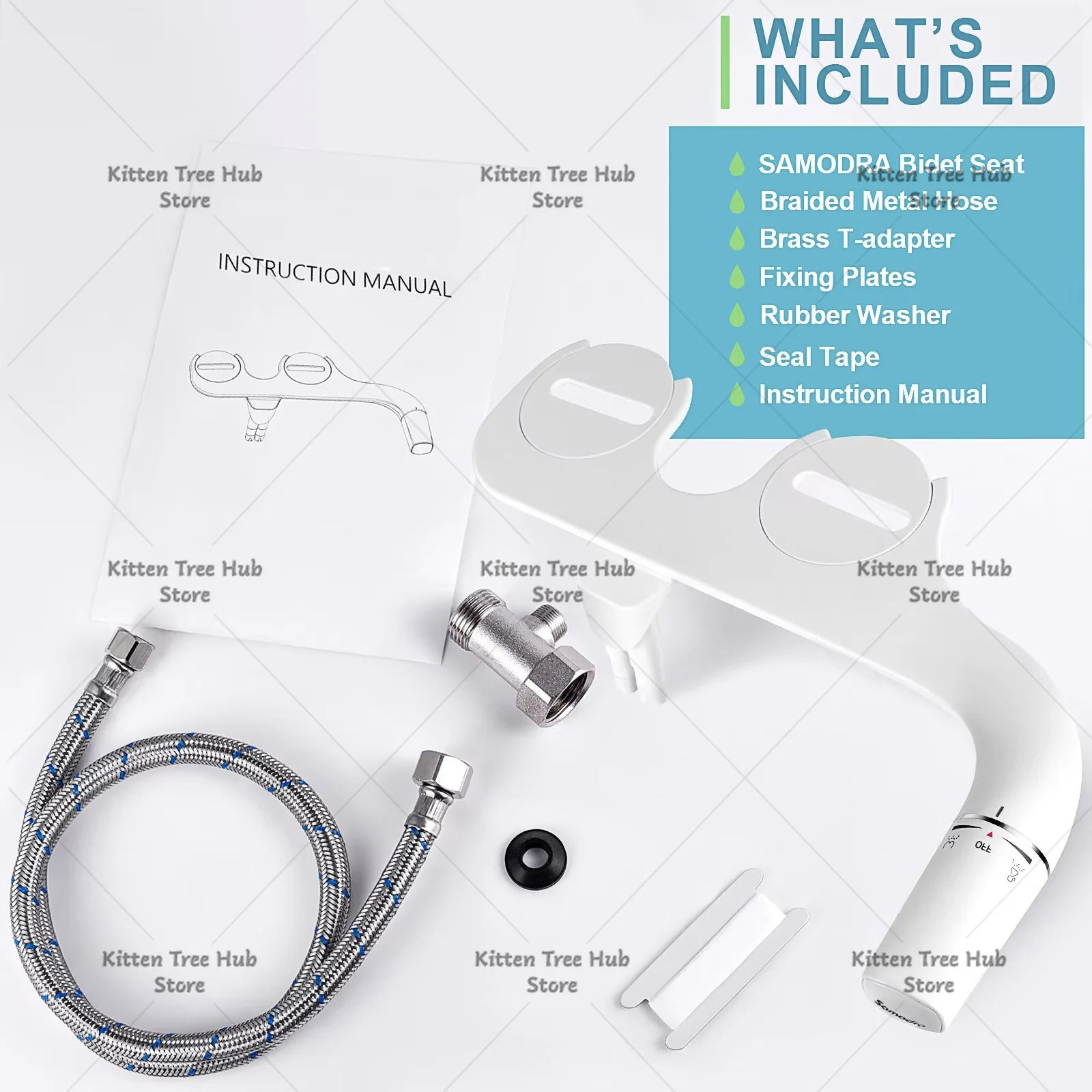 Left/Right Hand Bidet Sprayer Non-Electric Dual Nozzle Hygienic Toilet Shower Bathroom Cleaning Accessory