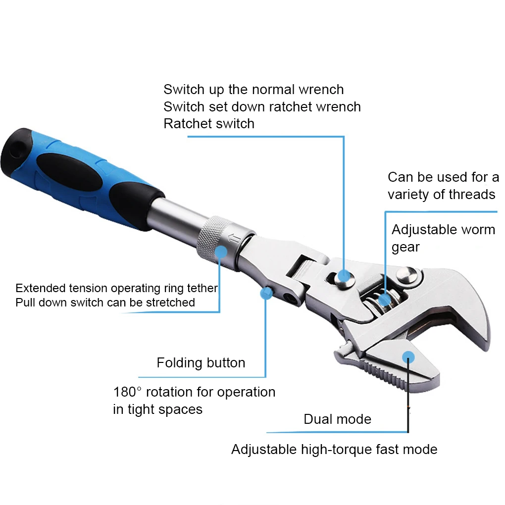 

Ratchet Wrench 10 Inch 5 In 1 Rotatable Stretchable Folding Design Bathroom