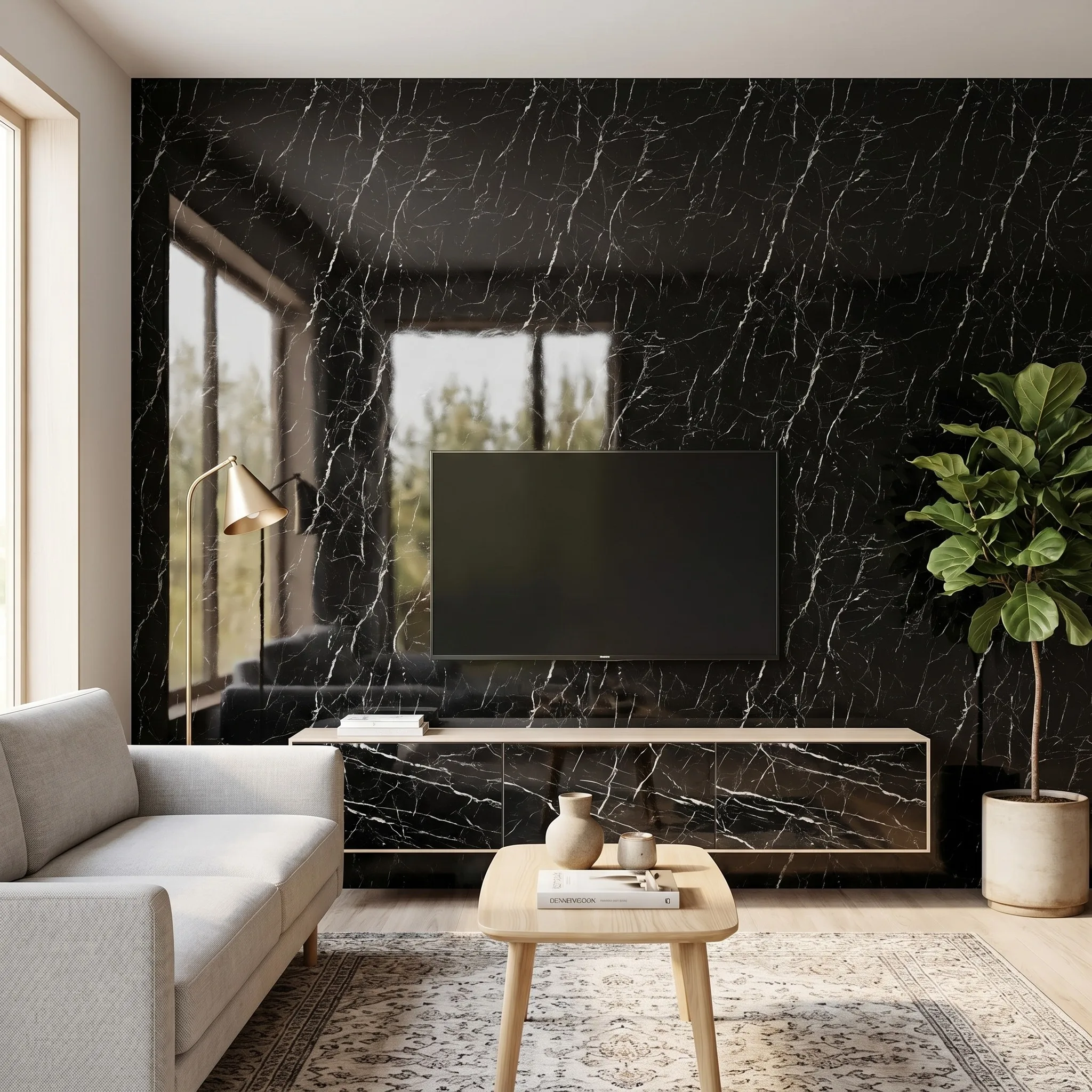 Marble Pattern Self-Adhesive Wallpaper Roll Thick Imitation Tile Waterproof Bathroom Wall Sticker for Bedroom Living Room Decora