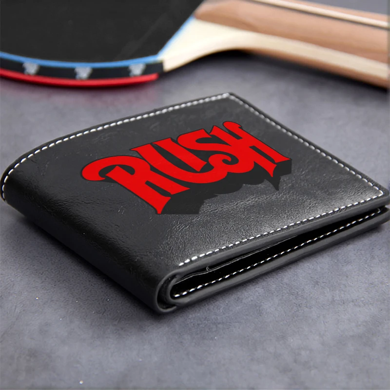 RUSH Logo Embossed PU Leather Wallet Men's Slim Compact Design Durable Lightweight Business Style Premium Finish