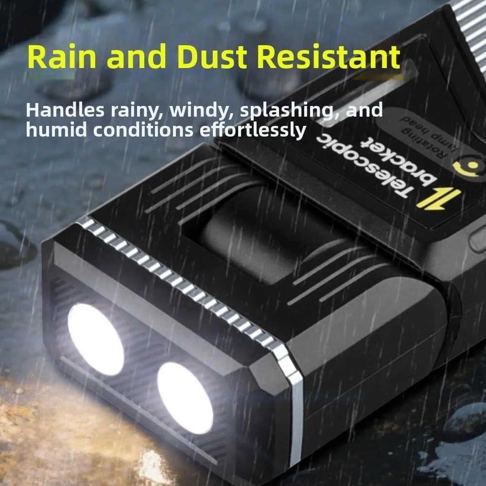 Electric Display LED Work Light USB Rechargeable 180° Rotating Telescopic Flashlight Telescoping Design with Tail Magnet