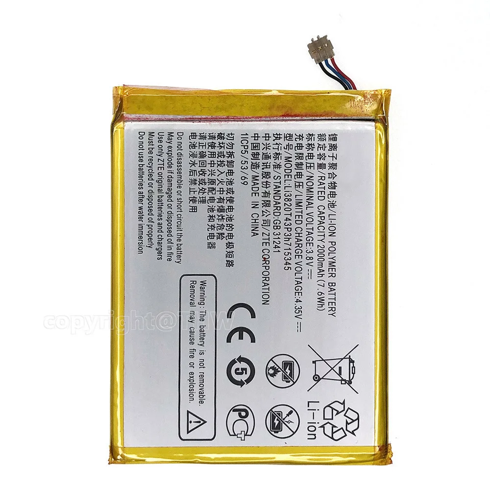 LI3820T43P3h715345 Original Battery For ZTE Grand S Flex MF910 MF910S MF910L MF920 S MEGAFON MR150-2 MR150-5 MTC 835F Batteria