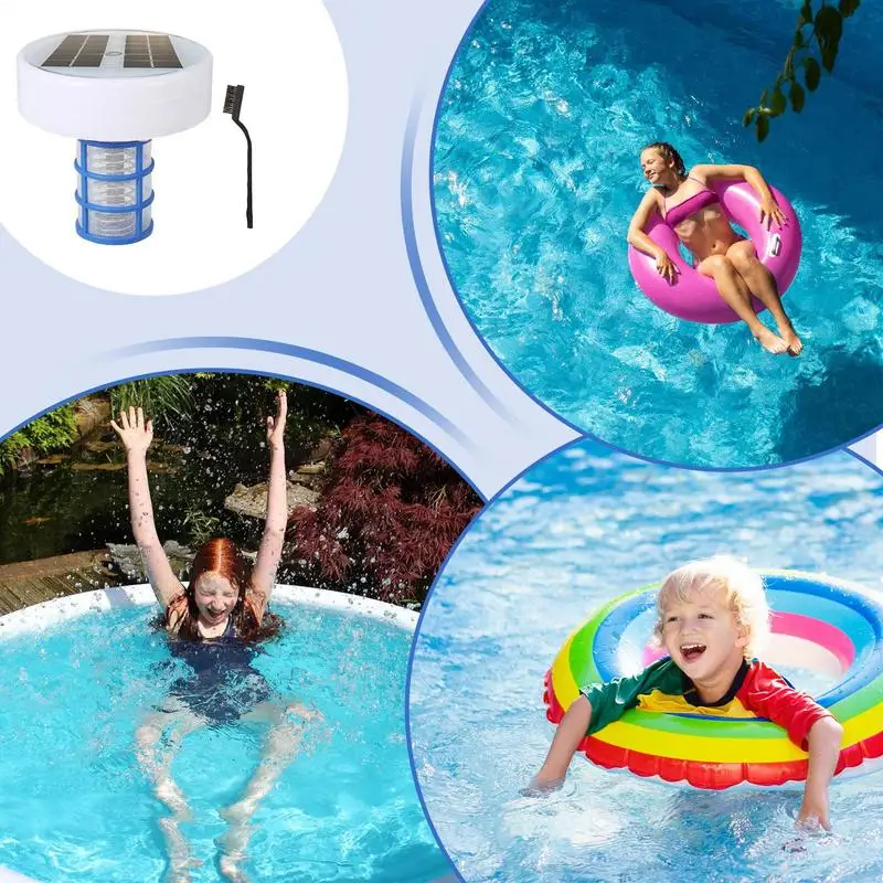 Ionizador para piscina flutuante, purificador de água ionizador de piscina movido a energia solar com ionização de cobre, luzes LED multicoloridas para água doce