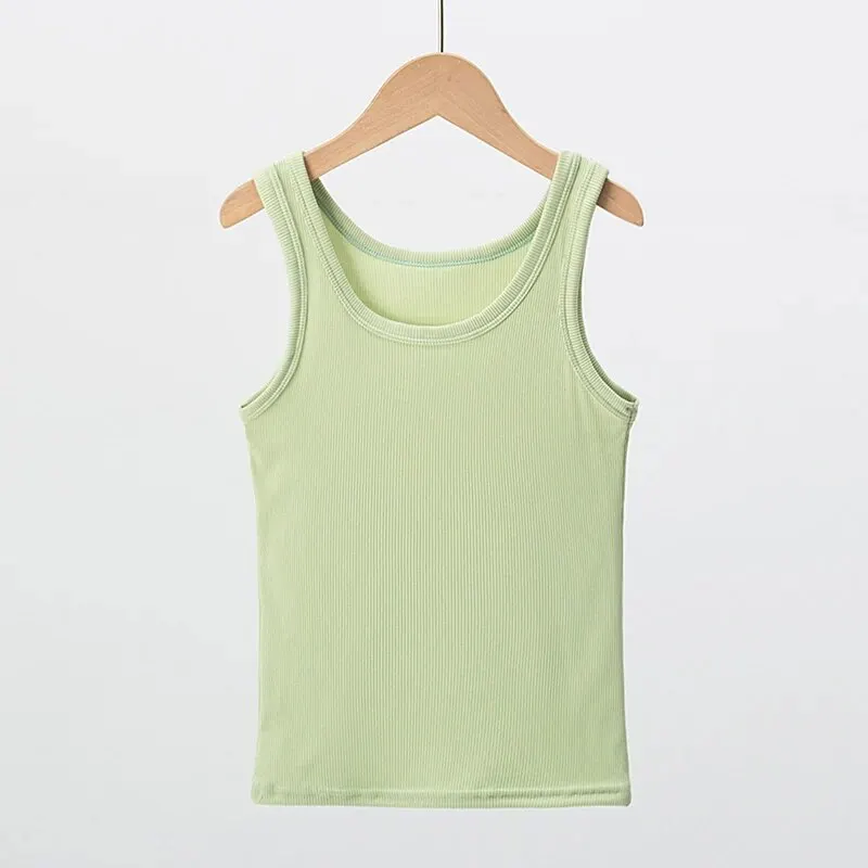 Summer Girls Versatile Candy Color Slim Fit Sleeveless Tank Top T-shirt