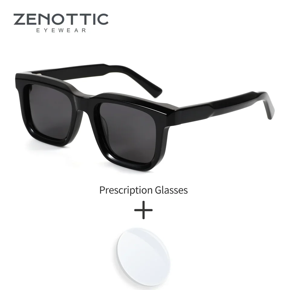 L Size Acetate UV400 Protection Prescription Sunglasses For Men Square Polarized Myopia Optical Sun Glasses
