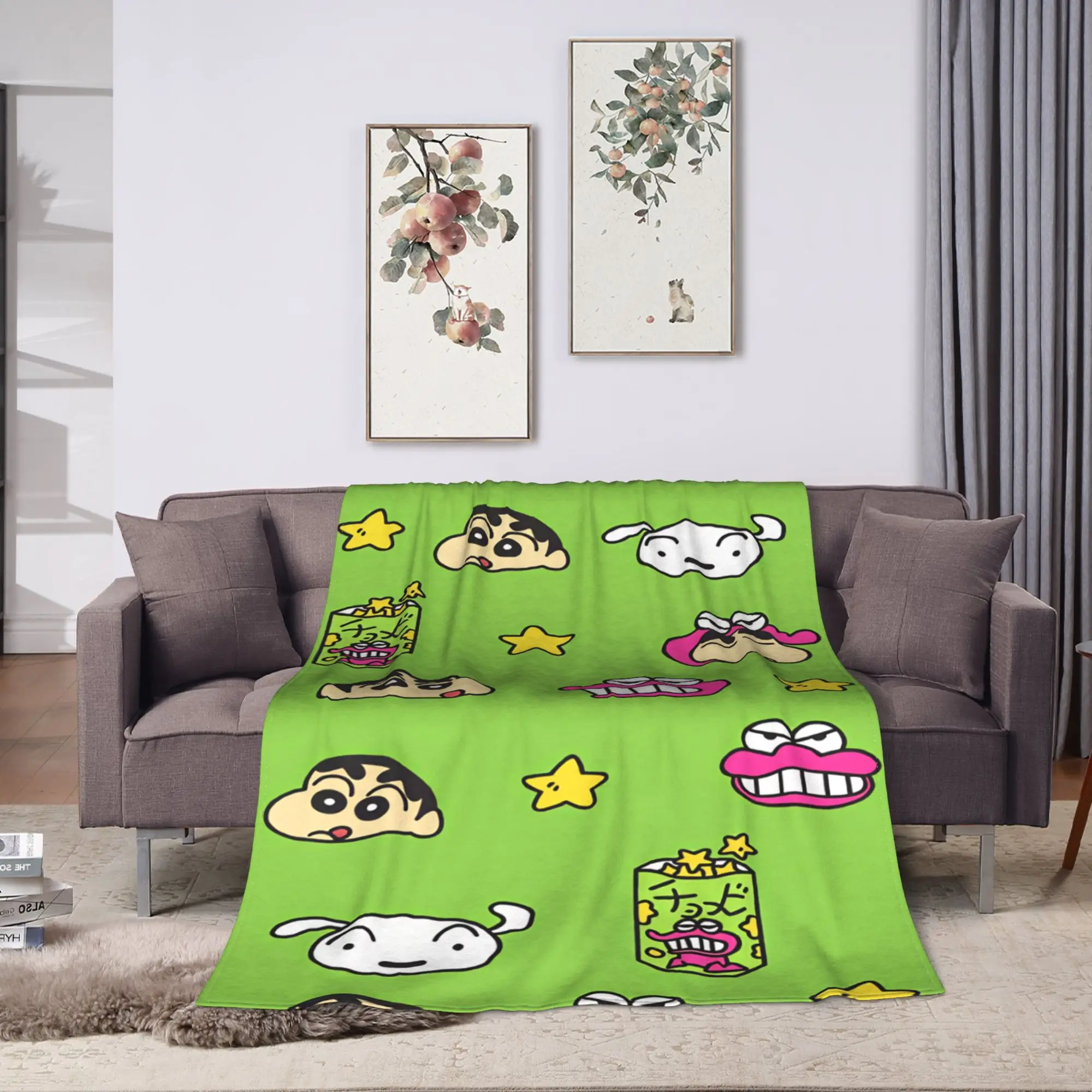 Super Soft Blanket Travel Office Crayon Shin-chan  Throw Blanket  Flannel Bedspread For Living Room Street Trend Sofa Bed Cover