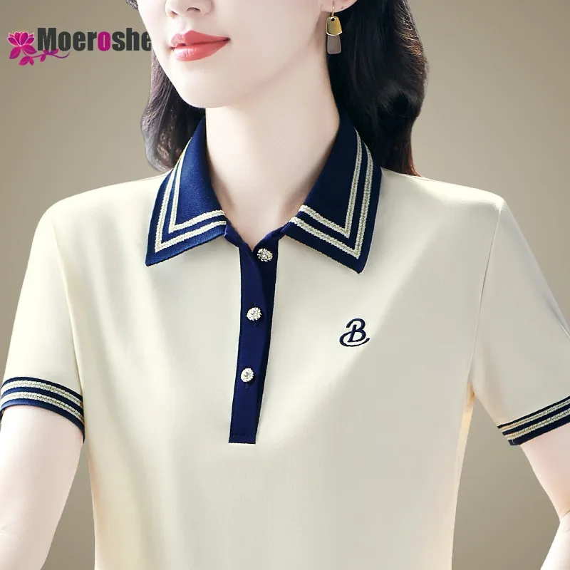 Elegant Polo Shirts Woman Clothes for Women Shirt T-shirts Summer 2024 Womens Tops Women's Golf Wear Youthful Pulovers Tee Top