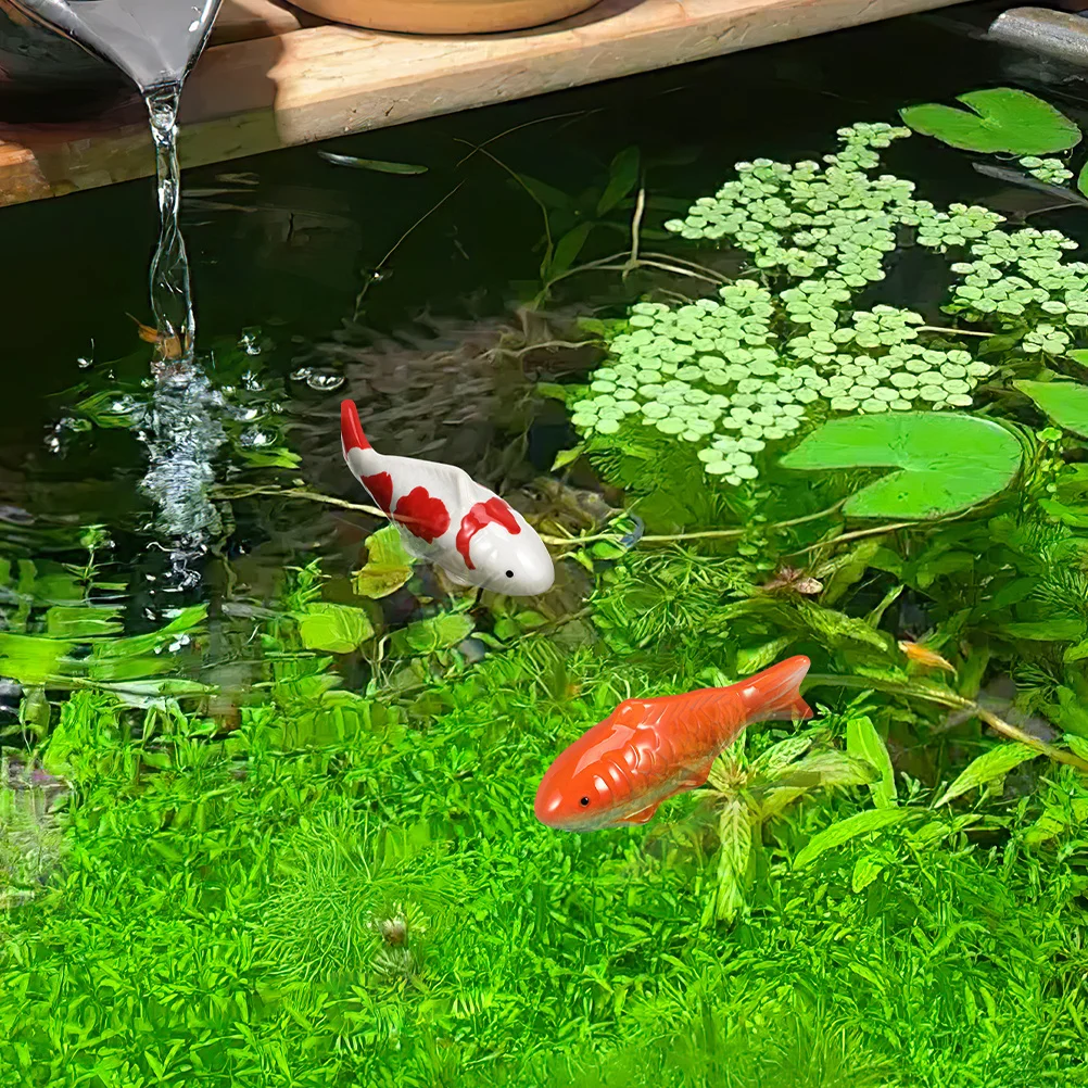 

4Pcs Fish Tank Decor Ceramic Floating Fish Aquarium Decoration for Pond Bird Bath Desktop Home Decorative Ornaments