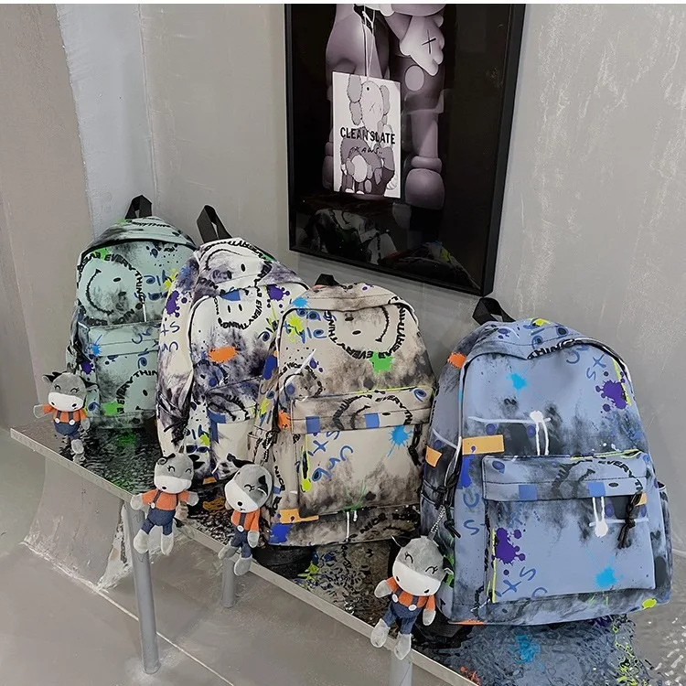 2026 School Bags Multiple Pockets Large Capacity Backpack For Women Fashionable Student Backpack With Pendant