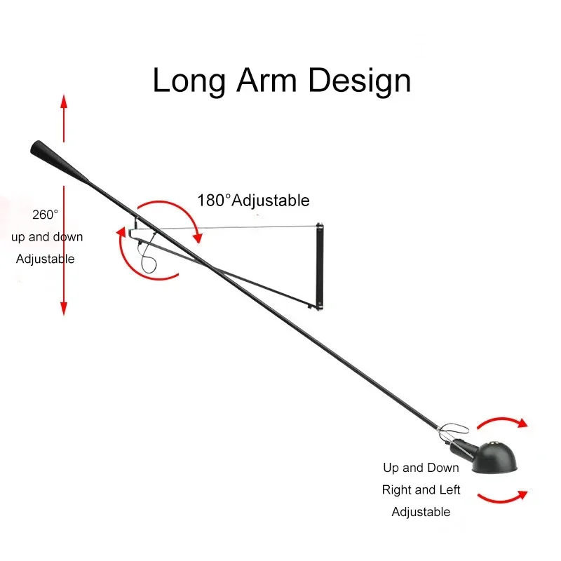 Lámpara de pared Rizzatto creativa moderna, arte decorativo Insertable, brazo basculante largo ajustable escocés, luz Led blanca para cabecera de