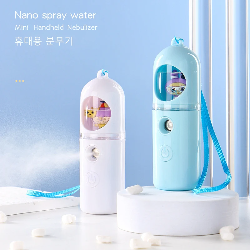 

Портативный дневной светящийся смешной увлажняющий аппарат с рисунком из мультфильма для детей, зарядка через USB, увлажняющий отпариватель для лица, уход за кожей