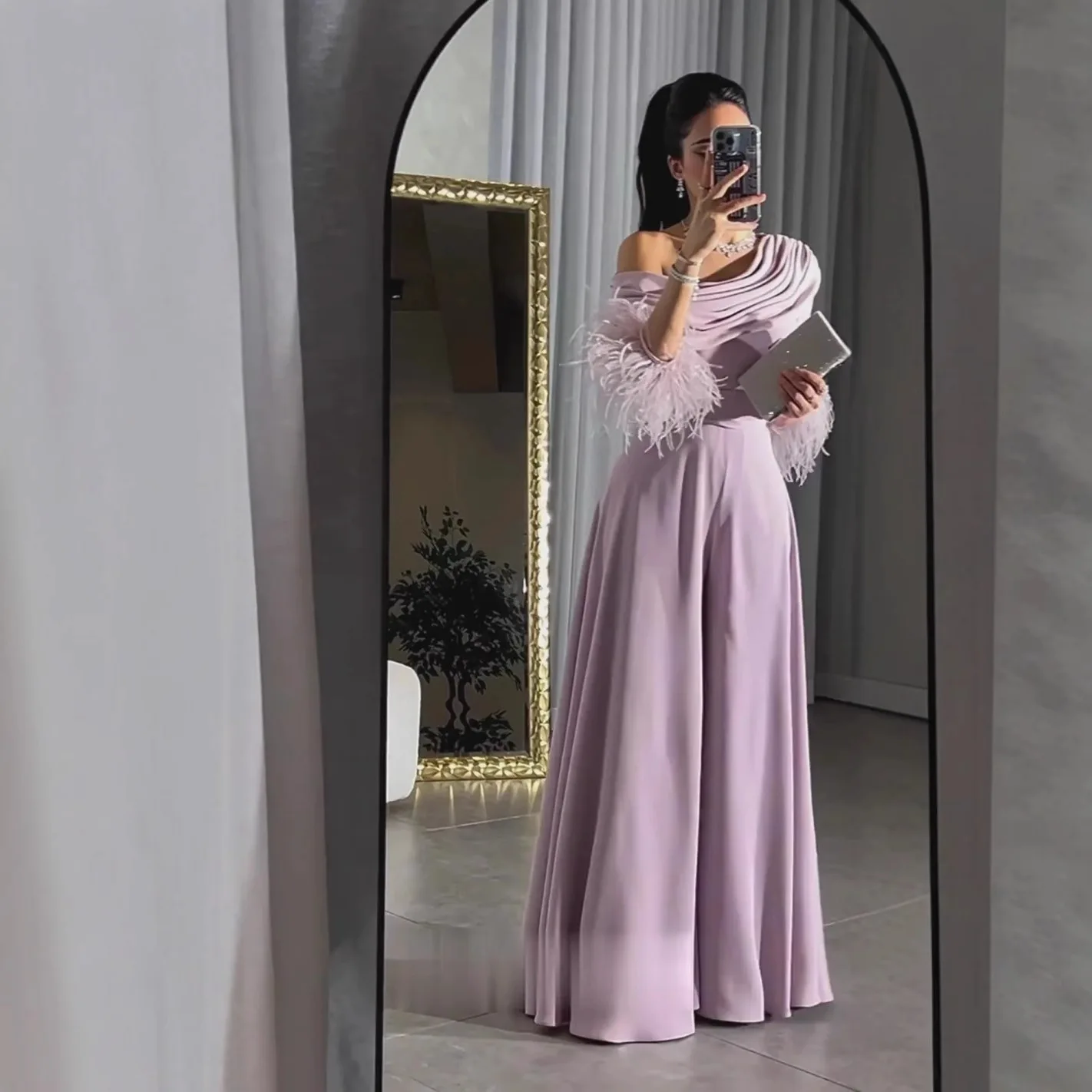 Feather Stitching Sexy Fashion Asymmetrical Temperament Loose Jumpsuit 2025 Autumn And Winter New Fashion High Street Long