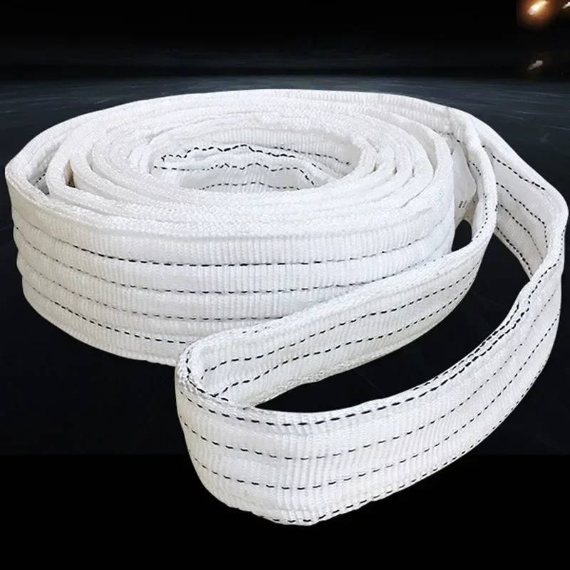 5Ton 8Ton 10Ton Polyester Industrial Lifting Belt Wear Resistant White Flat Lifting Belt Trailer Sling Crane Hoisting Cargo