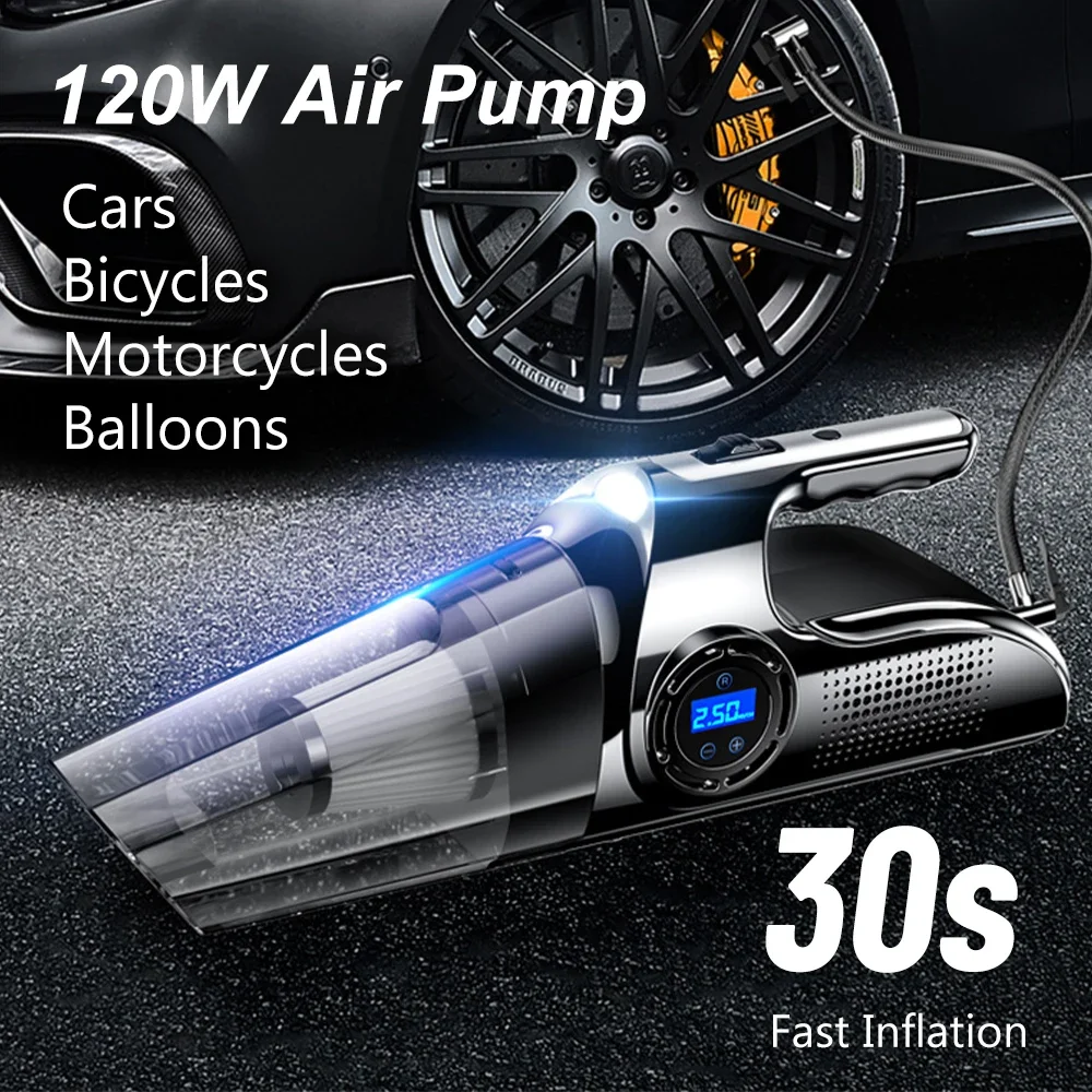 4 in 1 Car Vacuum Cleaner 80000Pa Wireless Handheld Portable Air Pump for Home Car Accessories Bicycle Motorcycle Strong Suction