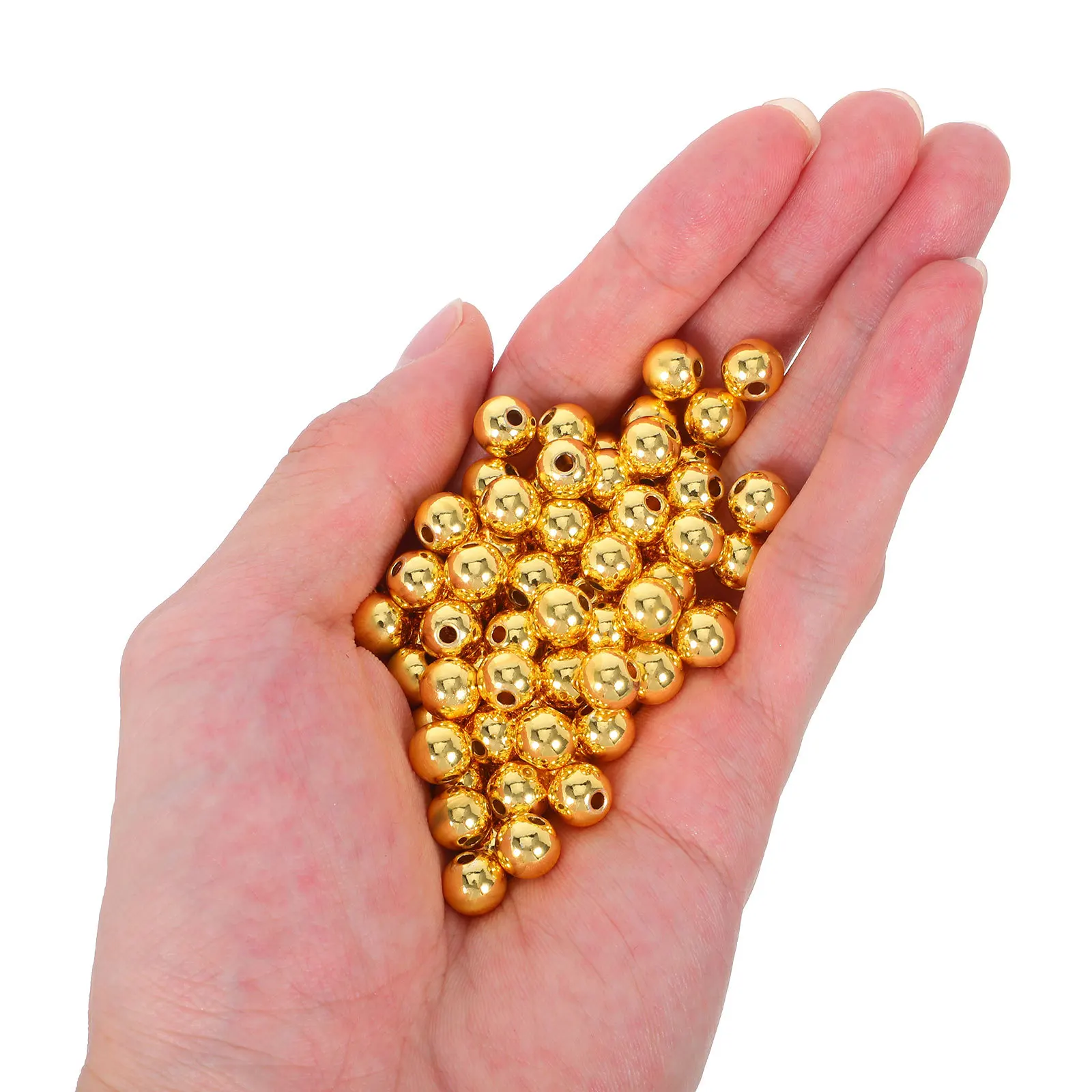 

100Pcs 8mm Round Copper Golden Beads Smooth Spacer Loose Ball for DIY Jewelry Making Bracelet Necklace Earring Craft Supplies