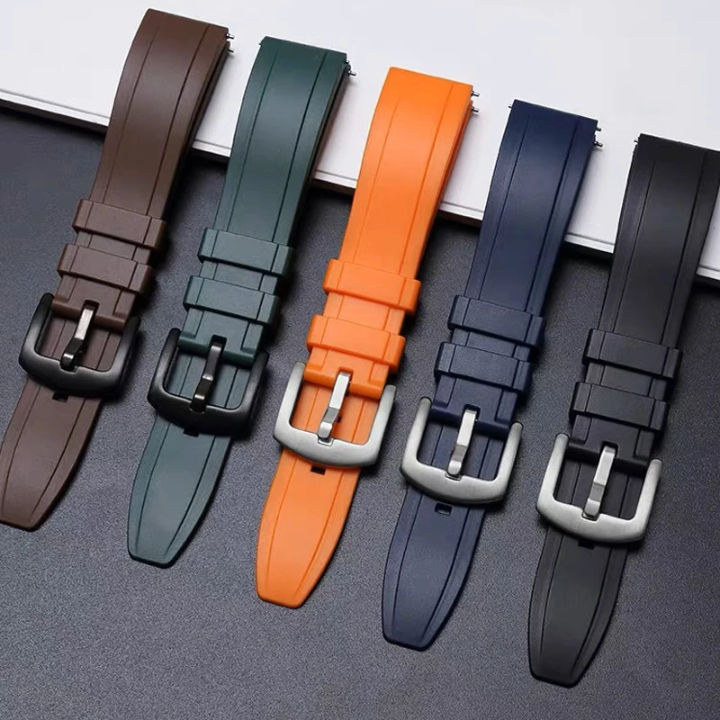 Correia TPU Fluororubber, Pulseira Desportiva em Silicone, Acessórios de Relógio Universal, Pulseira Quick Release, 22mm, 20mm
