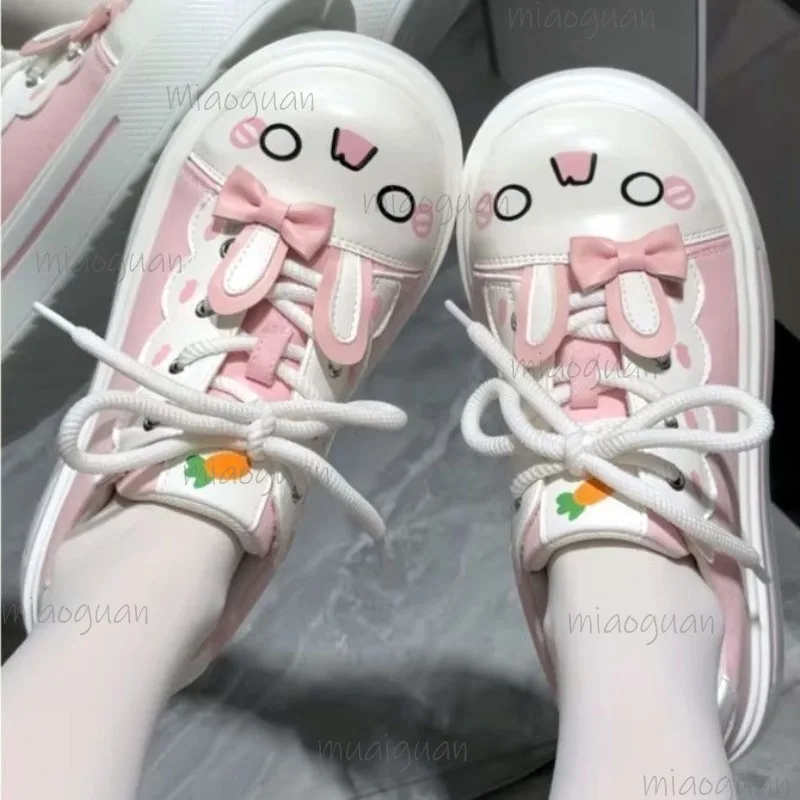 Damen Kawaii Plateau-Sneaker Herbst Schnürschuhe Freizeitschuhe mit Schleife Dicke Sohle Vulkanisierte Laufschuhe Tenis De Mujer Größe 40