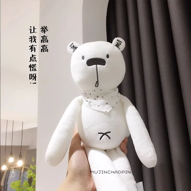 35cm cute scarf bear pacify doll white short Stuffed toy baby pacify toy child birthday gift