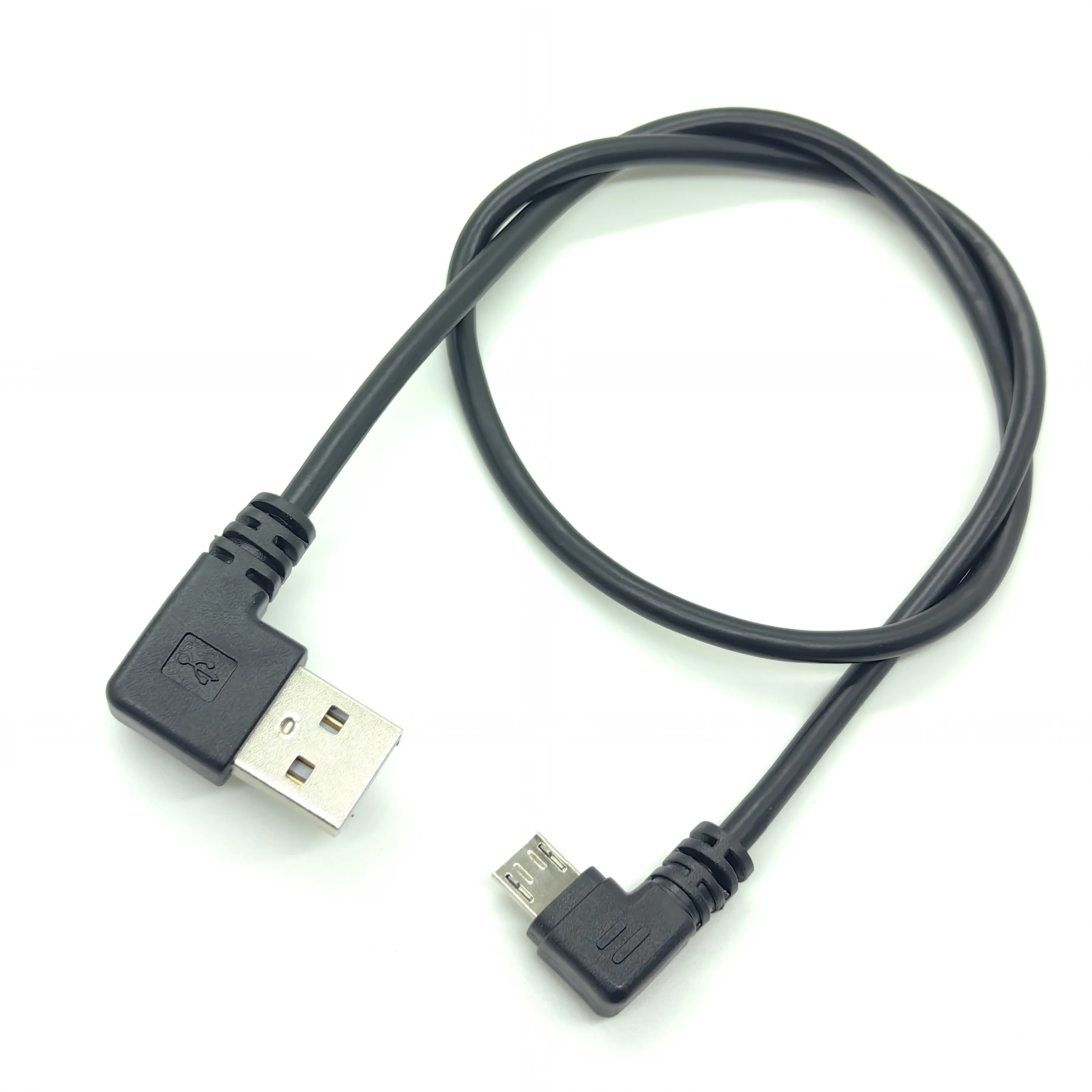 500mm Right angle micro usb data cable to usb male 90 degree left angle android mobile phone data charging cable