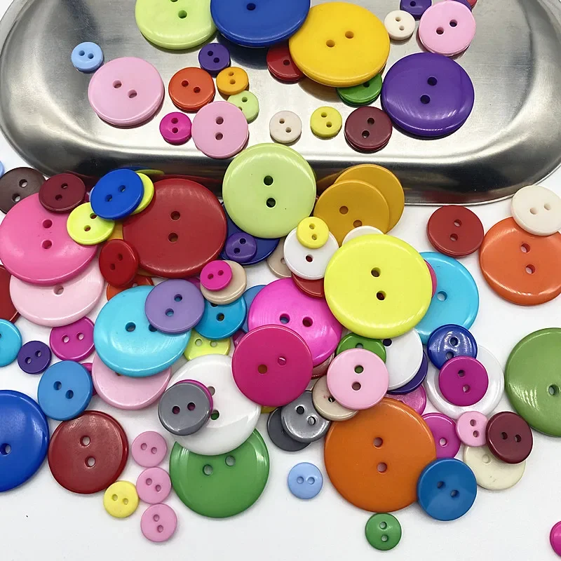 New 9-28mm Mixed  Colours Double Eye Bread Button Round Resin Sewing Buttons Diy Manual Scrapbooking Ornments