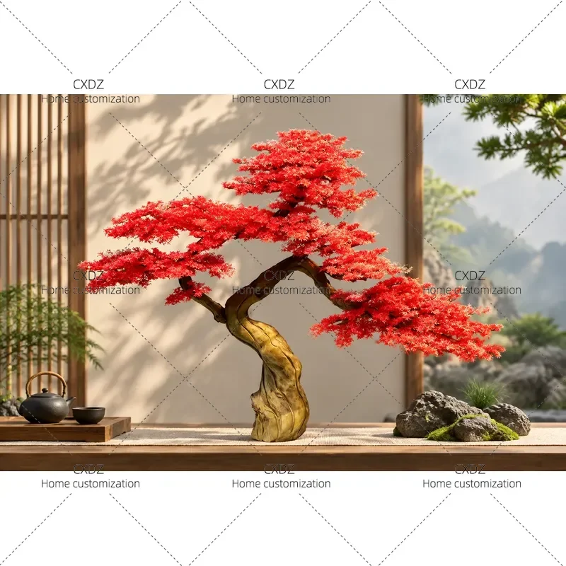 High End Simulation Carving Pine Fake Tree Luo Han Song Welcome Pine Hotel Indoor Chinese Landscaping Green Plant Decorative