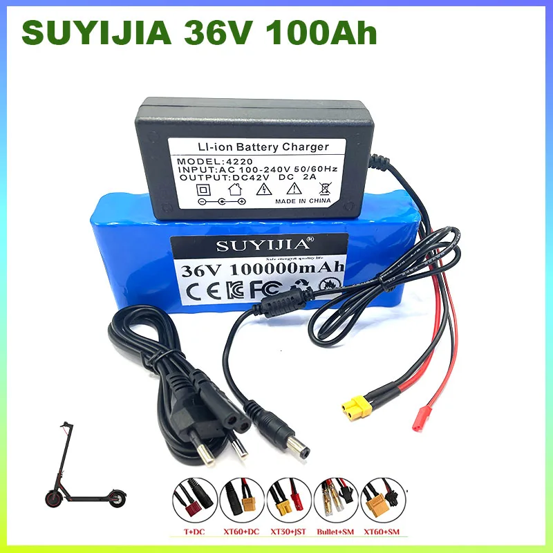 

Scooter Battery 36V 100Ah 18650 Lithium Battery Pack 10S2P 1000W for Electric Bikes Scooters Wheelchairs Power Tools