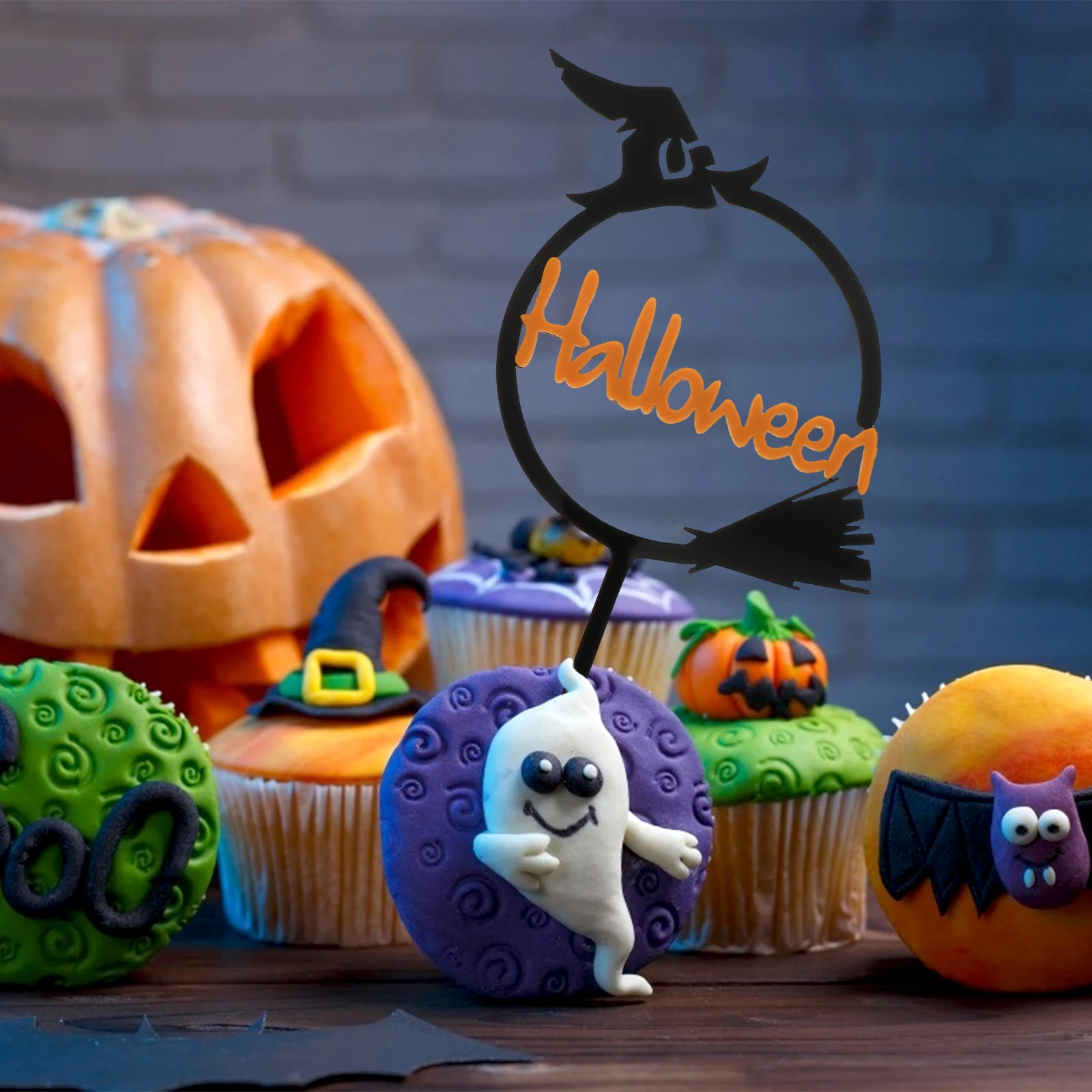 

10Pcs Witch Hat Picks Acrylic Halloween Cake Toppers Party Decorations Cake Topper Birthday Party Favor