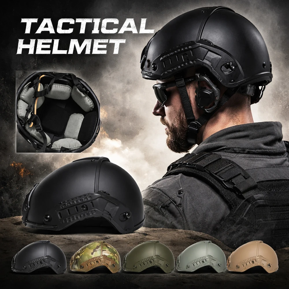 

Tactical Fast Helmet With Custom Fit Padding Lightweight Shockproof Head Protection Gear For Wargaming Cycling Outdoor Training