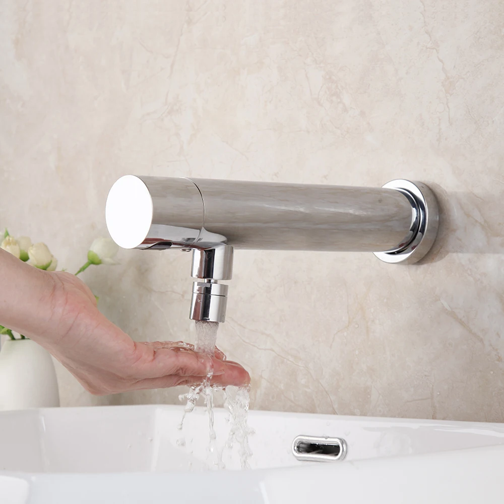 

Lavatory Bathroom Faucet Wall Mount Sensor Faucet Automatic Hands Free Touch Sensor Basin Sink Cold Tap Faucet