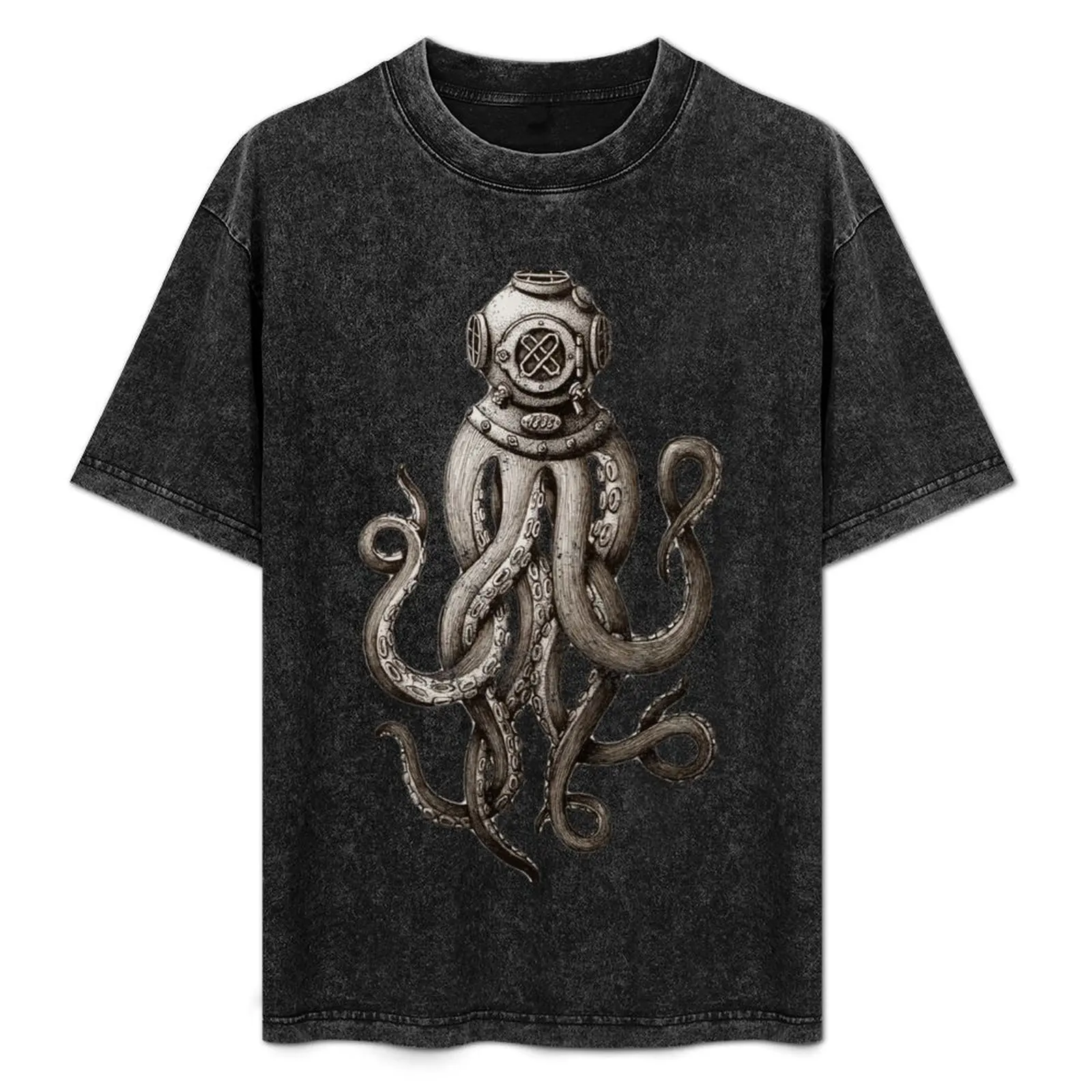 Strange Vintage SCUBA Diving Octopus Kraken T-Shirt summer clothes boys whites customizeds oversized t shirt men