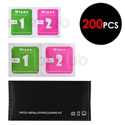 200pcs Wet Dry Cleaning Wipes Cellphone Tablet Screen Dust Absorber LCD Guide Protector De-dust Sticker for Camera Lens