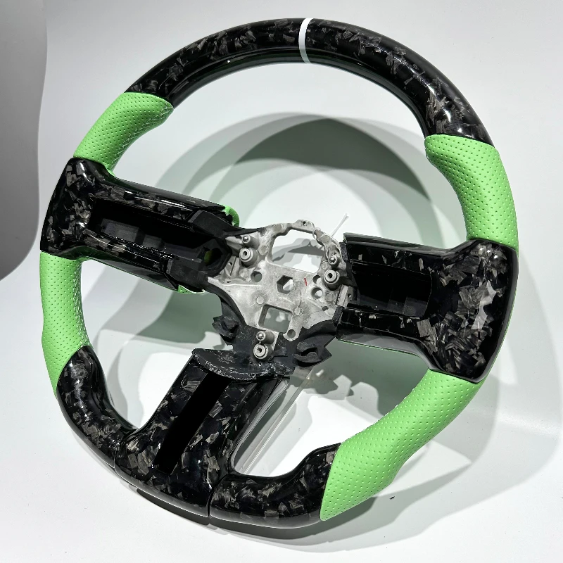 Carbon fiber steering wheel for Ford Mustangs manufactured before 2014, customization available, direct from manufacturer. view 4