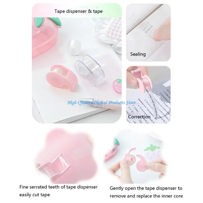 

U2JE Portable Strawberry Themed Stapler Organizers Stationeries Set For Desk Organization In Multiple Colors Classroom Office