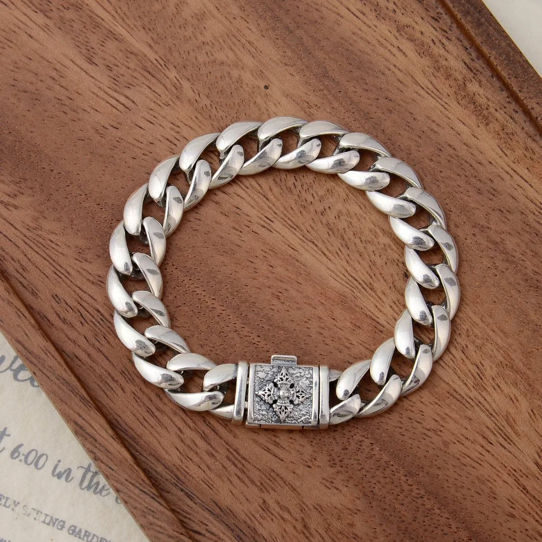 

Fashionable stylish men's casualelegant glossy s925 sterling silver chinese fad style vajra bracelet punk