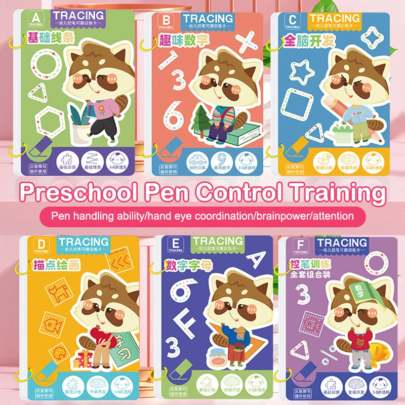 144pages Reusable Kids' Writing Book - Erasable Practice For Ages 3-6, Durable Training Workbook