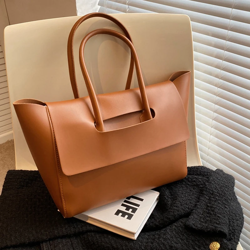 Luxury Designer Tote Bags for Women Handbag Solid Color Faux Leather Shoulder Underarm Bags Large Capacity Ladies Messenger Bag