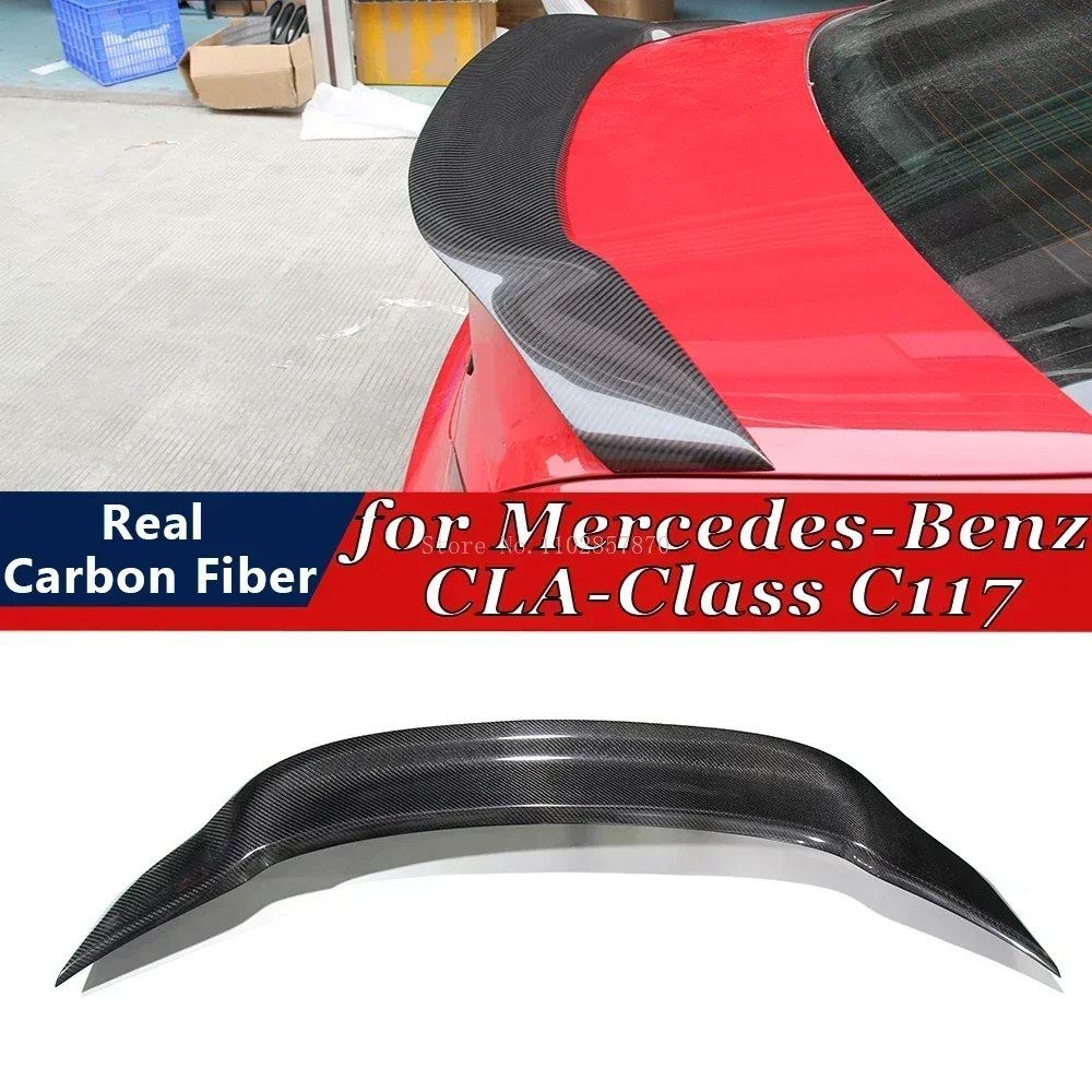 For Mercedes-Benz CLA-Class Coupe C117 2013-2019 Real Carbon Fiber Rear Spoiler Bumper Lip Trunk Wing Boot Spoiler Body Kits